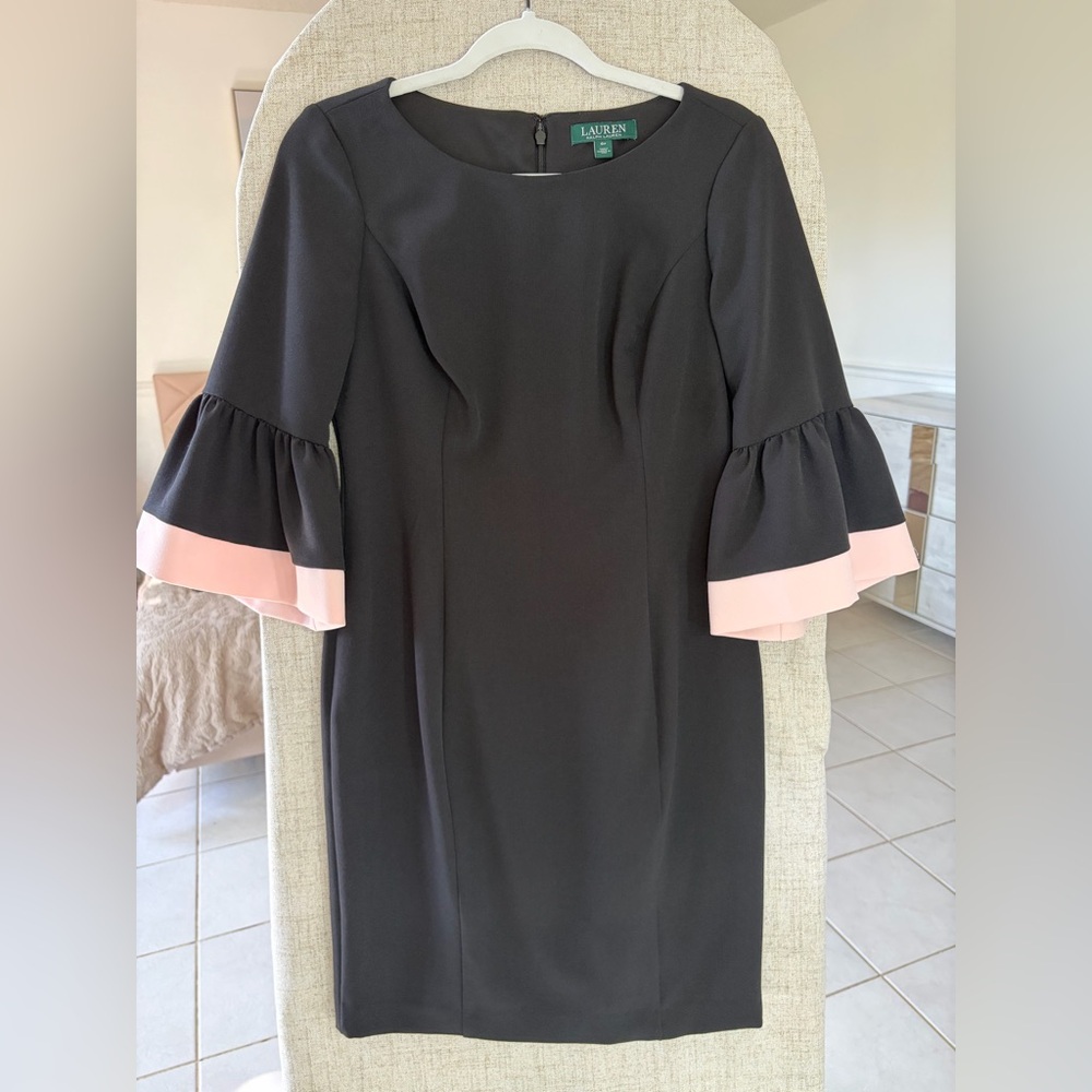 Polo Ralph Lauren Black Dress with Pink Accents 6P